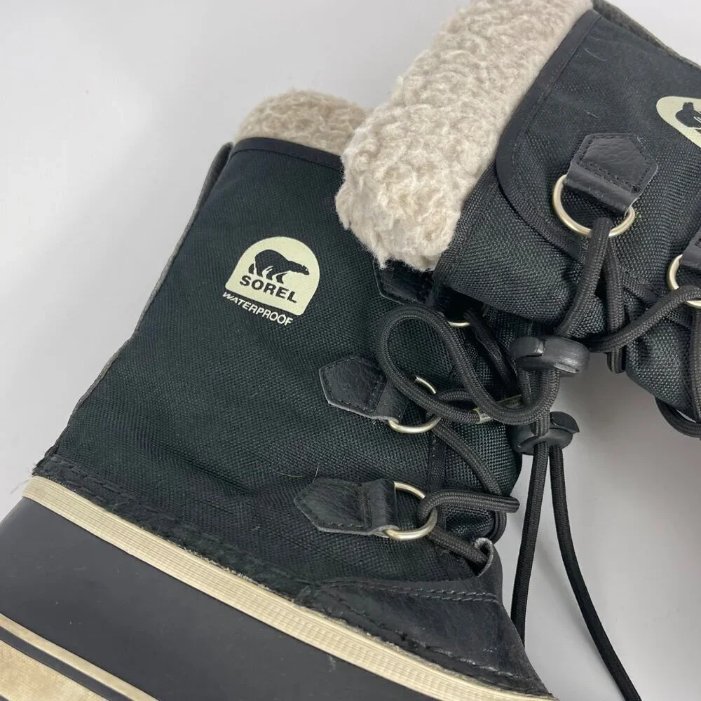 Sorel Youth Waterproof Winter Boots | Size 4 | Black Faux Fur